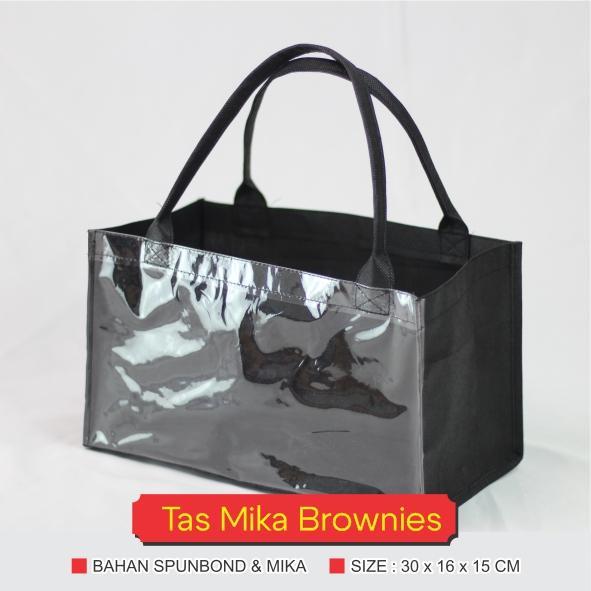 Tas Mika Transparan Hampers Goodiebag Totebag Brownies / Tas Kue Brownies / Tas Spunbond Brownies