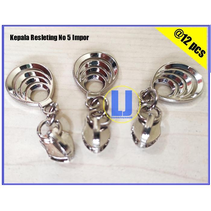 AKSESORIS TAS KEPALA SLETING TAS / KEPALA ZIPPER / KEPALA RESLETING TAS NO 5 IMPORT ( 12 PCS ) GIGI