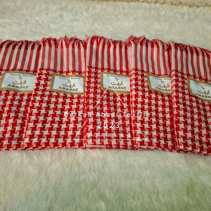 Grosir Surban - Isi ( 10Pcs ) Sorban Tenun Arafat Putih Polos Bintik Syal