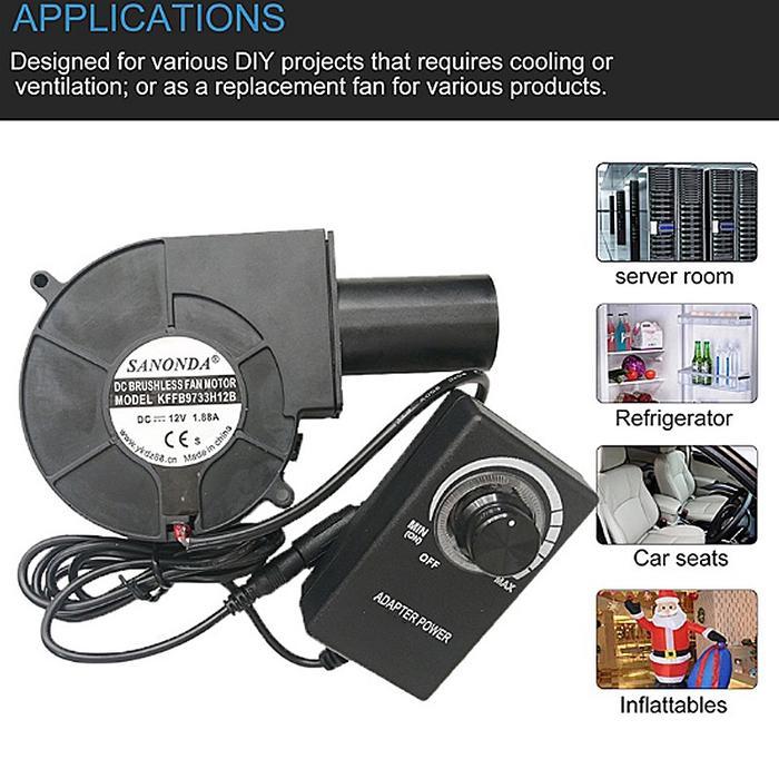 Blower Mini BBQ Kipas Blower AC Turbocharger Portabel Kecil Dengan Pengontrol Kecepatan Daya Port