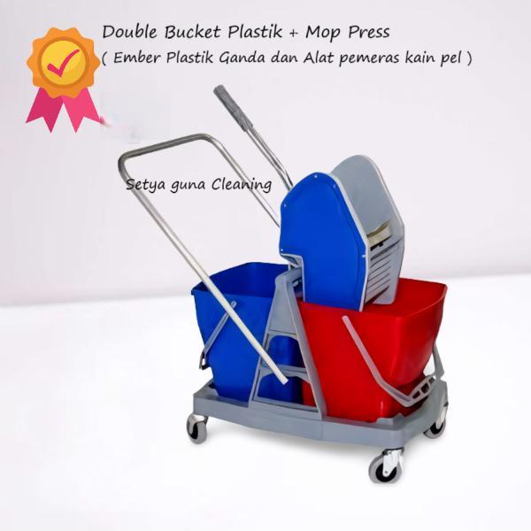 New Double bucket plastik + Mop Press Rumah