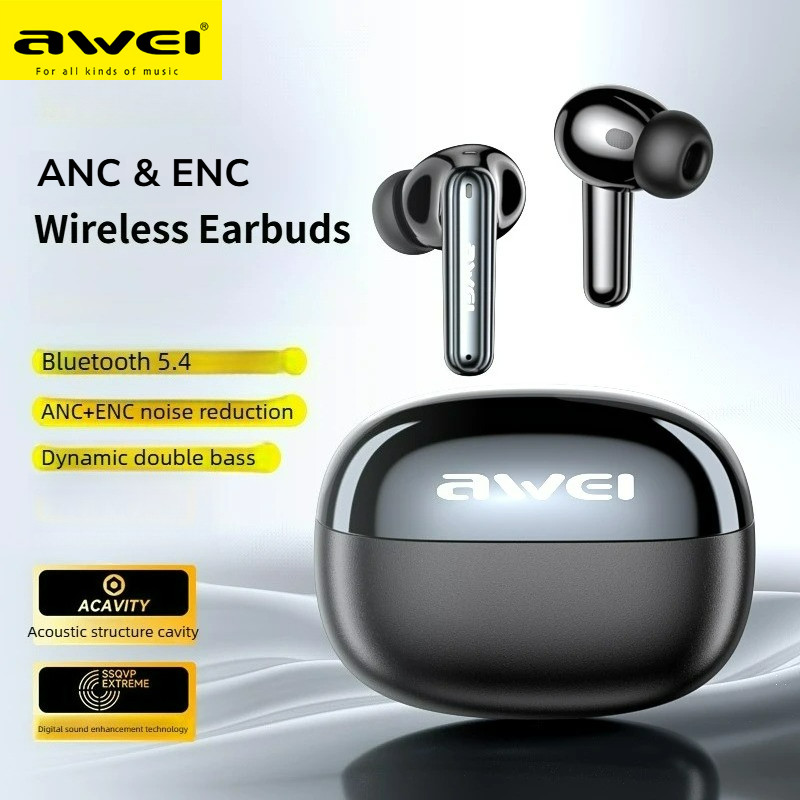 T92 Awei -52dB ANC Wireless Earbuds 6Mic Bluetooth 5.4 In-ear TWS Surrounded Sound ENC Noise