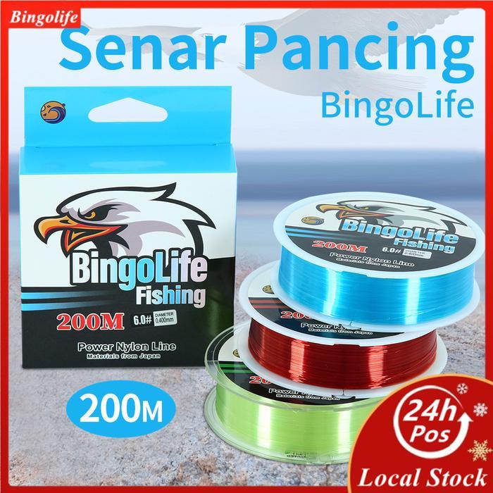 Bingolife Senar Pancing Nilon Jepang 200m Biru Hijau Merah *