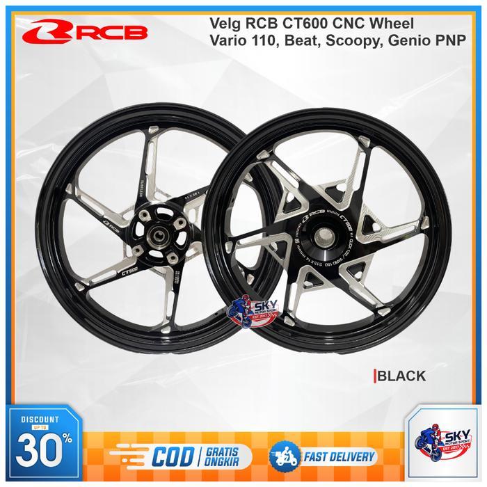 Velg CT600 RCB Vario 110 / Beat / Scoopy / Genio CNC Ring 14 Lubang 4 Original - Black