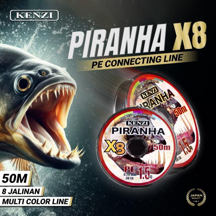 senar PE KENZI PIRANHA X8 50m Multicolor Connecting - Ukuran PE 1