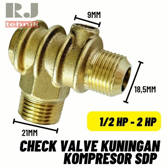 Cuci Gudang Nepel Check Valve Kuningan Kompresor Angin Sdp Krisbow 1/2 Hp - 2 Hp