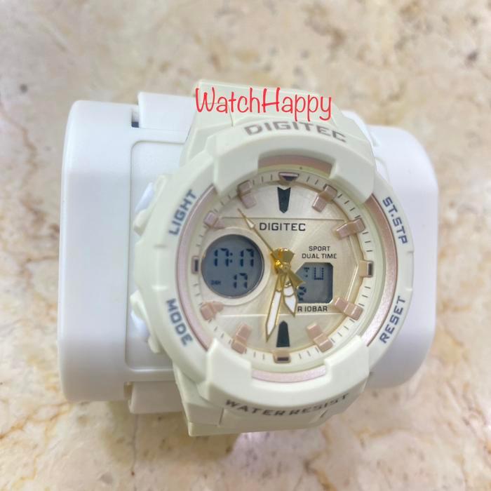 HOT SALE DIGITEC 4130 BDA-4130T BDA4130 WHITE CREAM RUBBER LADY ANALOG DIGITAL TERMURAH