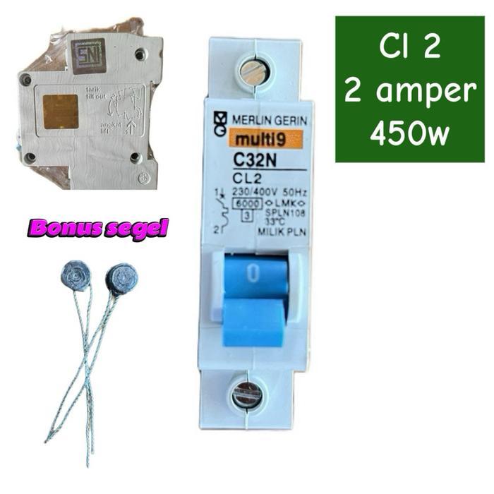 Mcb Merlin MODIF anti jeglek cl2 2 amper 1 phase bonus segel timah 2 pcs listrik toko