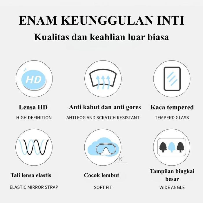 Snorkeling Mask Kansa Tempered Glass Set Selang Kacamata Renang Snorkeling Masker Diving Masker