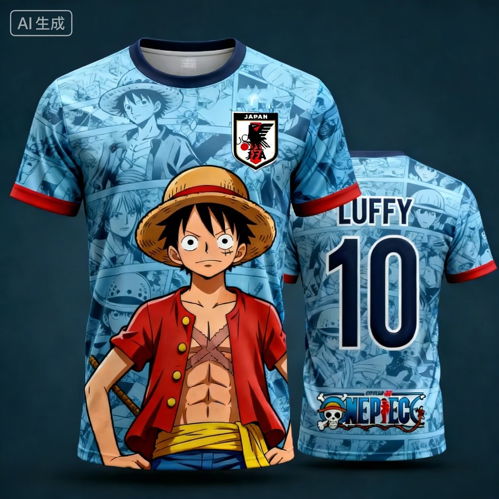 2026 Japan One Piece Luffy Football Jersey T-shirt Kids Football Special Jersey Kit Adult Men's