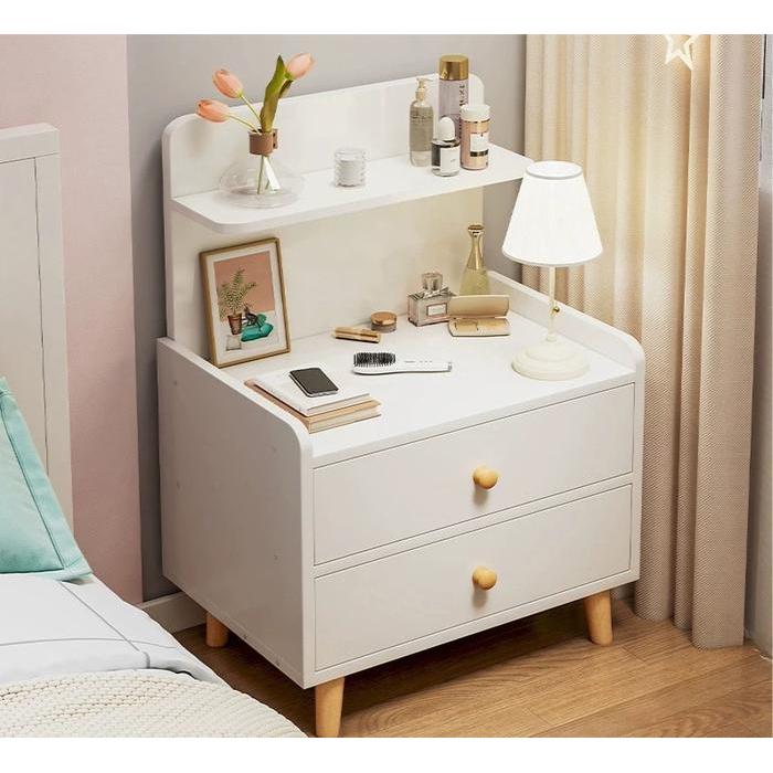 Alove-Meja Nakas Kayu 2 Laci Bedside Table Meja Sudut Kamar Tidur Lemari Penyimpanan Furniture Cod
