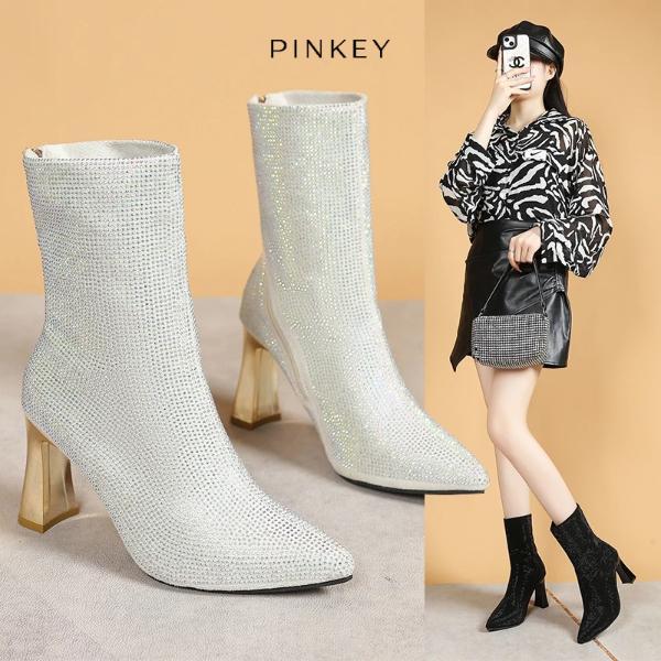 PVN Project P377 Sepatu Wanita Boot Import Korea Heels Hak Tinggi 7cm Model Boots Black Shoes Hitam
