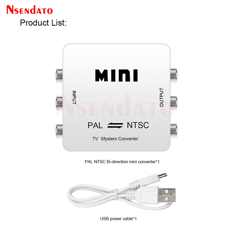 PAL NTSC SECAM To NTSC PAL Switcher Converter Adapter Bi-directional 3 RCA TV Video System Composite