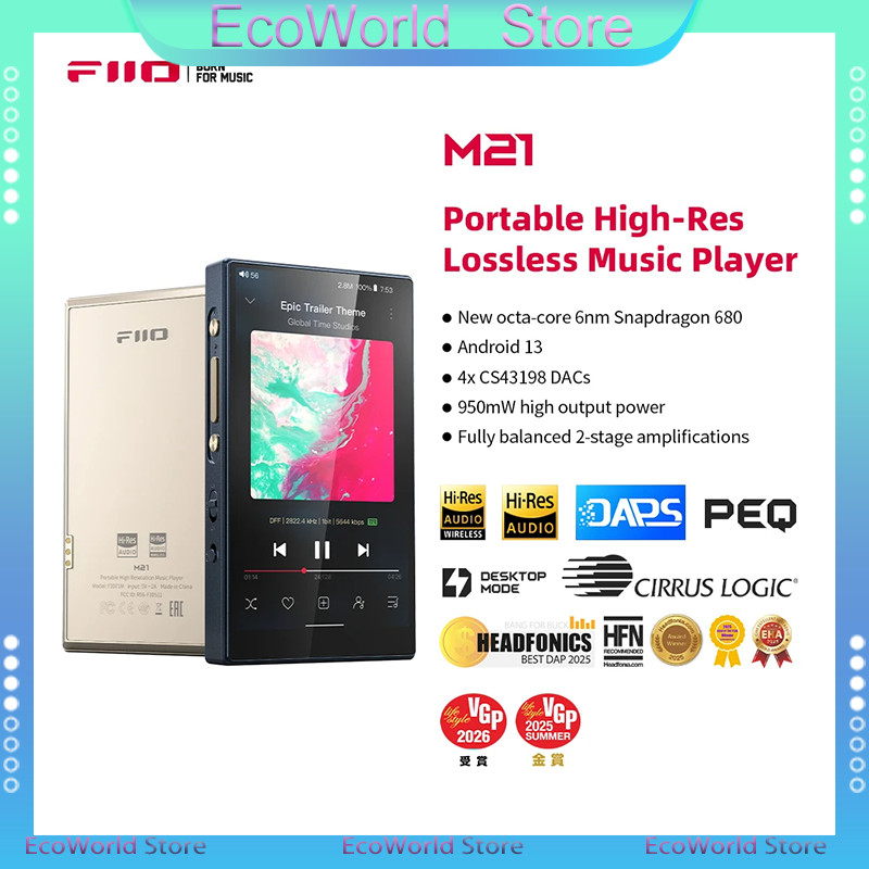 Fiio M21 Portable Player Bluetooth MP3 HD 950mW Lossless Amplifier 5.0 Inch Customized Touch Screen
