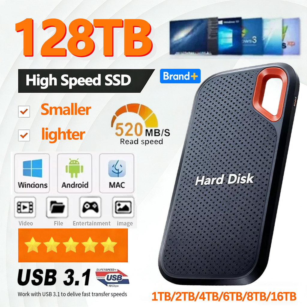 High Speed External Solid State Drive 1TB Portable SSD External Hard Drive 128TB External Hard Disk