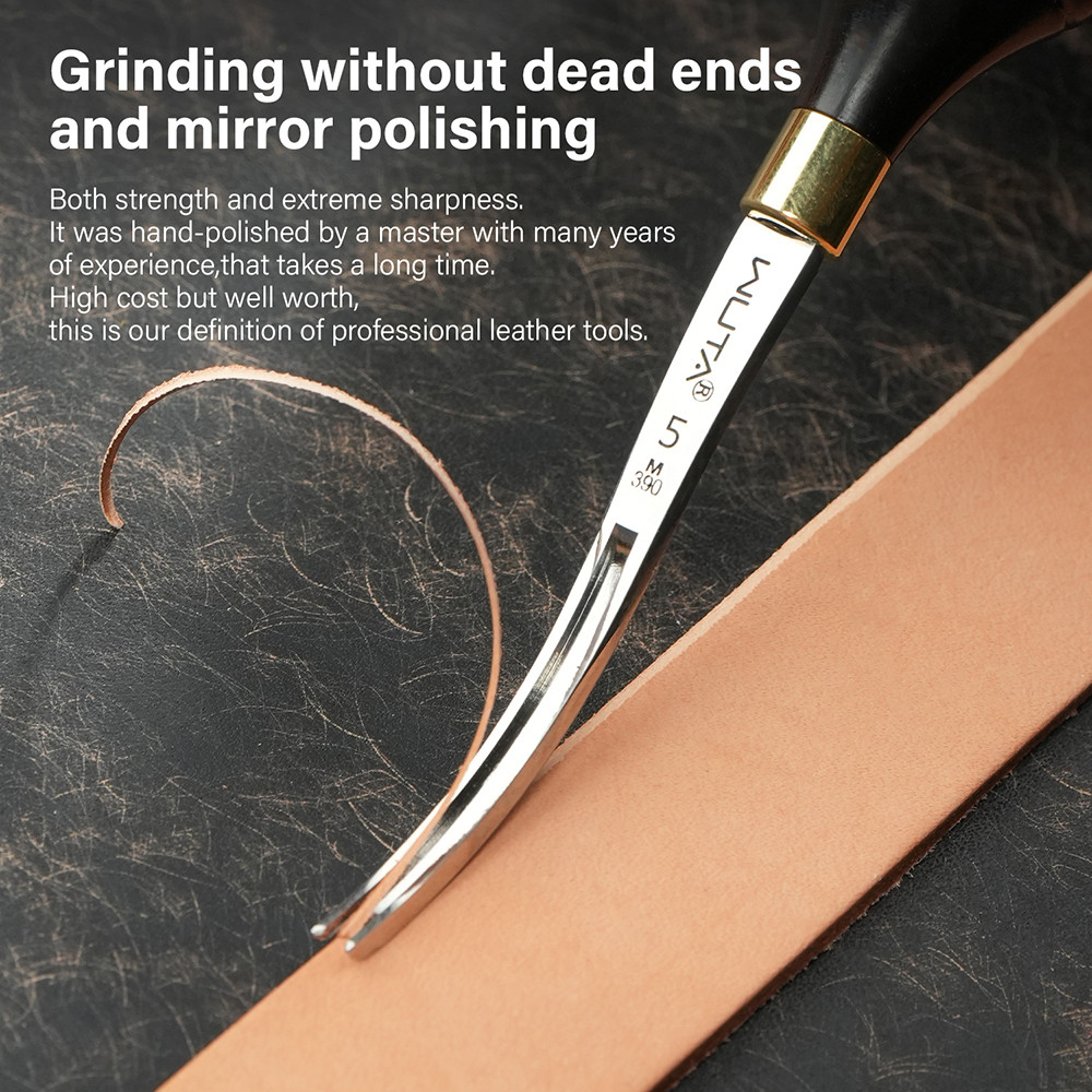 WUTA 1PC Leather Edge Beveler PRO Skiving Craft Work M390 / DC53 Steel Ebony Handle Cutter Edger