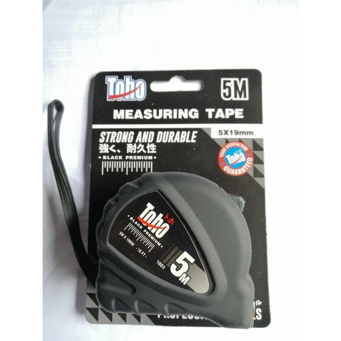 Readyyy Toho Meteran 5 Meter Measuring Tape Black Premium Toho Alat Ukur 5M