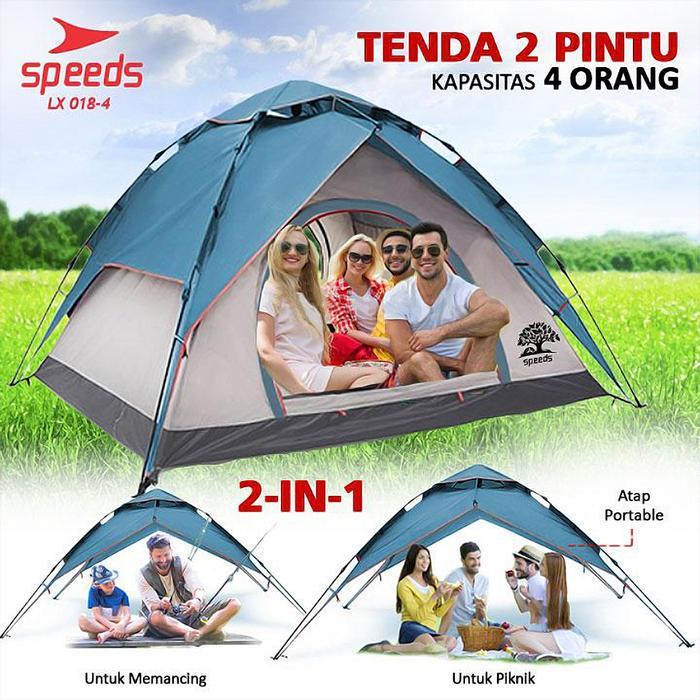 Speeds Tenda Camping Tenda Kemah Speeds 3-4 Orang Lipat Portable Tenda Otomatis Tas 018-4 Terlaris
