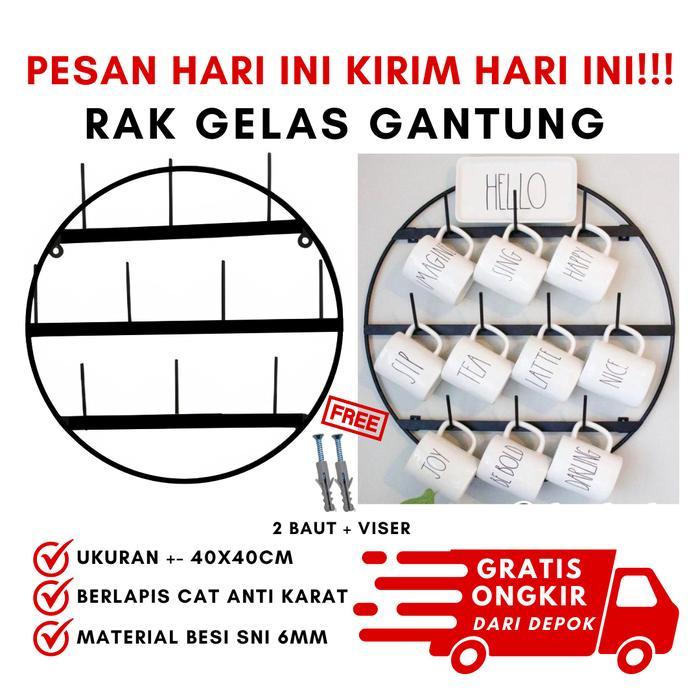 New Rak gelas / rak gelas gantung / rak gelas dinding / rak gelas susun Untuk Dapur