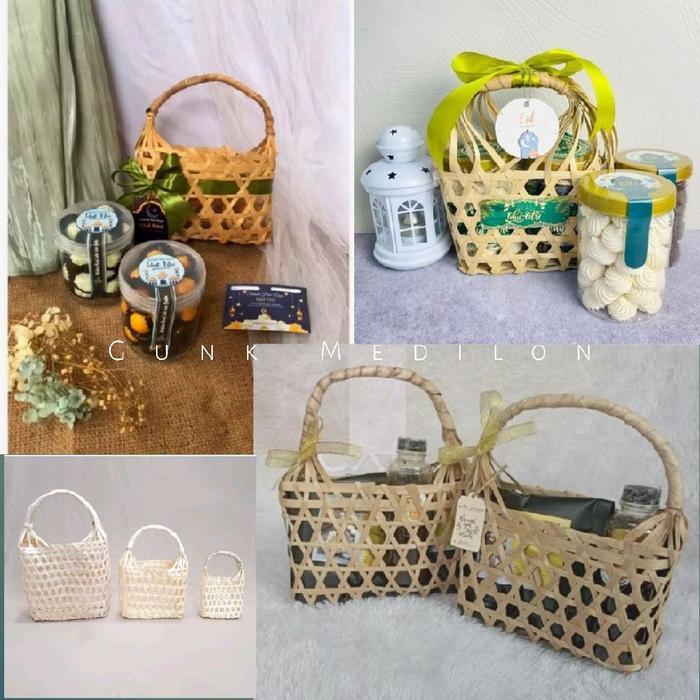 New Keranjang Hampers Anyaman Bambu / Keranjang Makanan / Keranjang Buah / Keranjang Serbaguna /