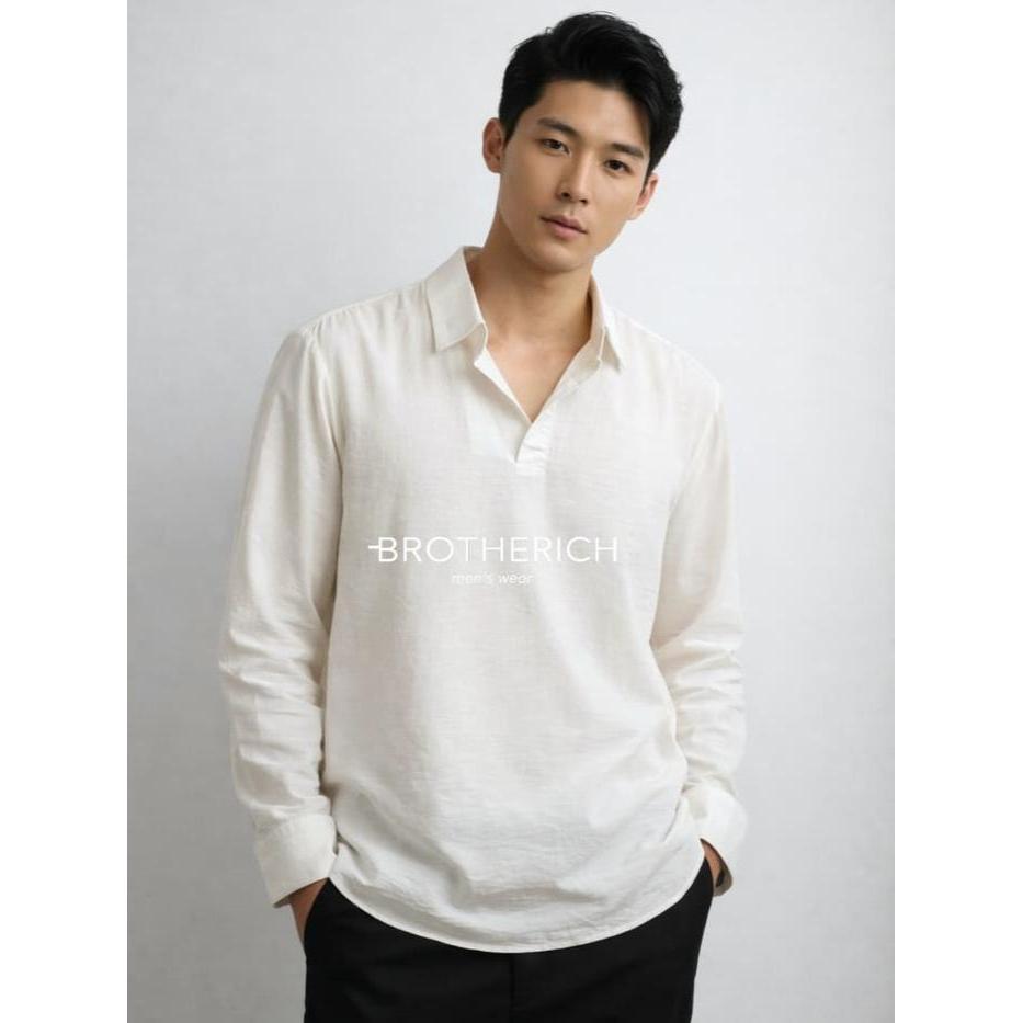 Linen Premium Basic Polos Pria Lengan Panjang - Axis - Kemeja Linen Pria Lengan Panjang - Kemeja