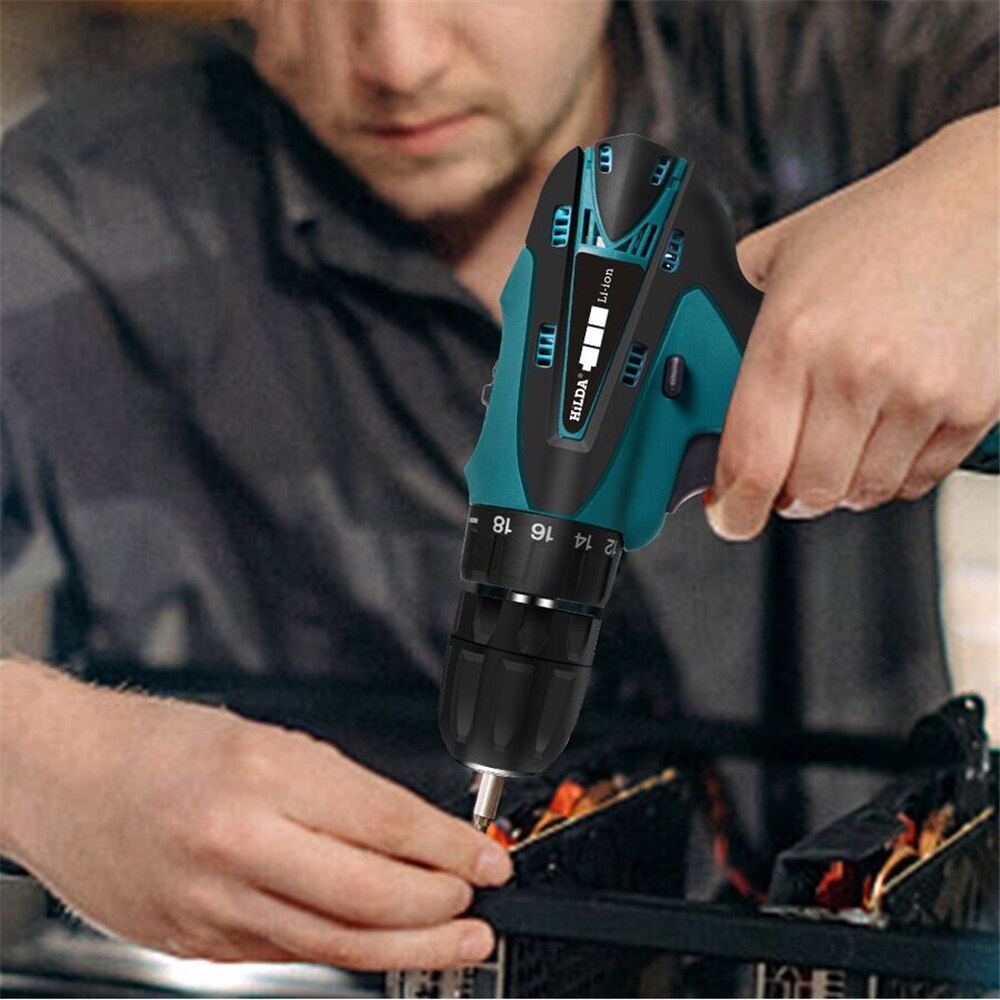 Mesin Bor Baterai 10mm 12V Mesin Bor Listrik Dual Speed Cordless Drill Set Dua Kecepatan Bor Listrik