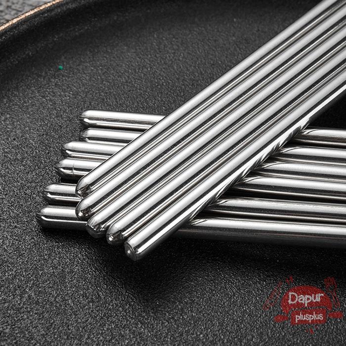 Sumpit Stainless Steel Bulat Korea Sumpit Stainless Polos Ala Restoran Korea Korean Round Chopstick