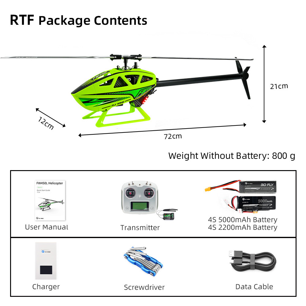 FLY WING FW450 V3 RC Helicopters ACE Flight Control LED light 6CH 3D Auto Acrobatics GPS Altitude