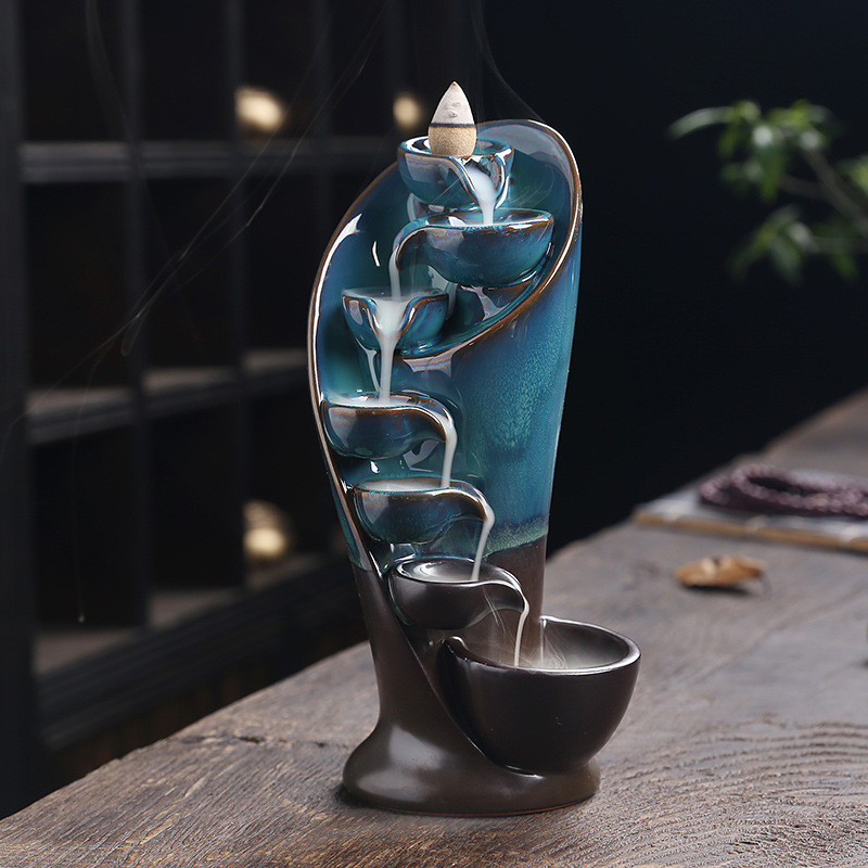 1pc Ceramic Waterfall Incense Burner Backflow Incense Burner Multifunctional Ornament (Without
