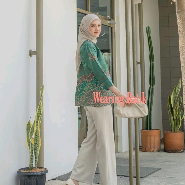 Adeeva Blouse - Baju Batik Wanita Kerja Modern Atasan Batik Bolero Jumbo Kekinian Katun Nyaman