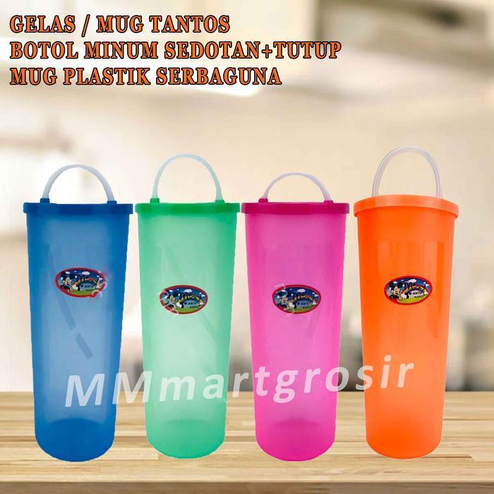 Ready Gelas Mug / Mug Plastik / Botol Minum Sedotan+Tutup / Botol Serbaguna