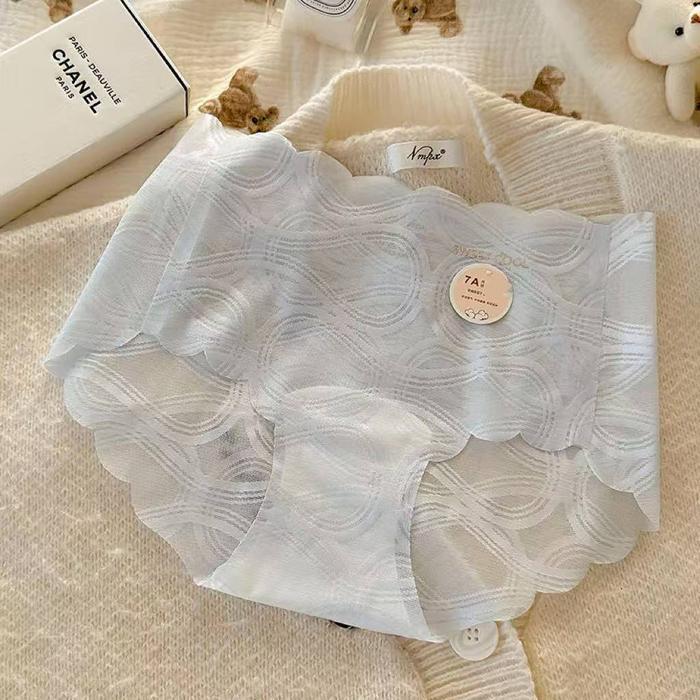 Fairys gift Isi 6pcs Celana Dalam Wanita Seamless Bahan Ice Silk dengan Renda Seksi