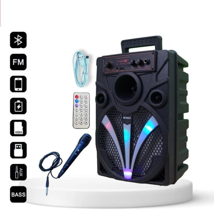 Speaker Qs 7806 Bluetooth Karaoke Kimiso Portable Free Mic + Remote Populer