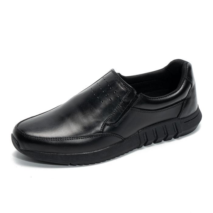 Sepatu Sneakers Pria Slip Flat On Hitam Kulit Asli Model Casual OutsoleKaret841