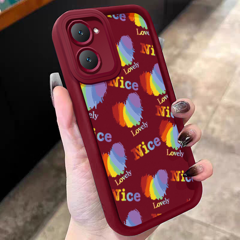 Casing Hp untuk VIVO Y03 Y03T Y18 Y18e Y18i Y18t Y28s 5G Y37 5G Case Rainbow heart Kasing silikon Ce