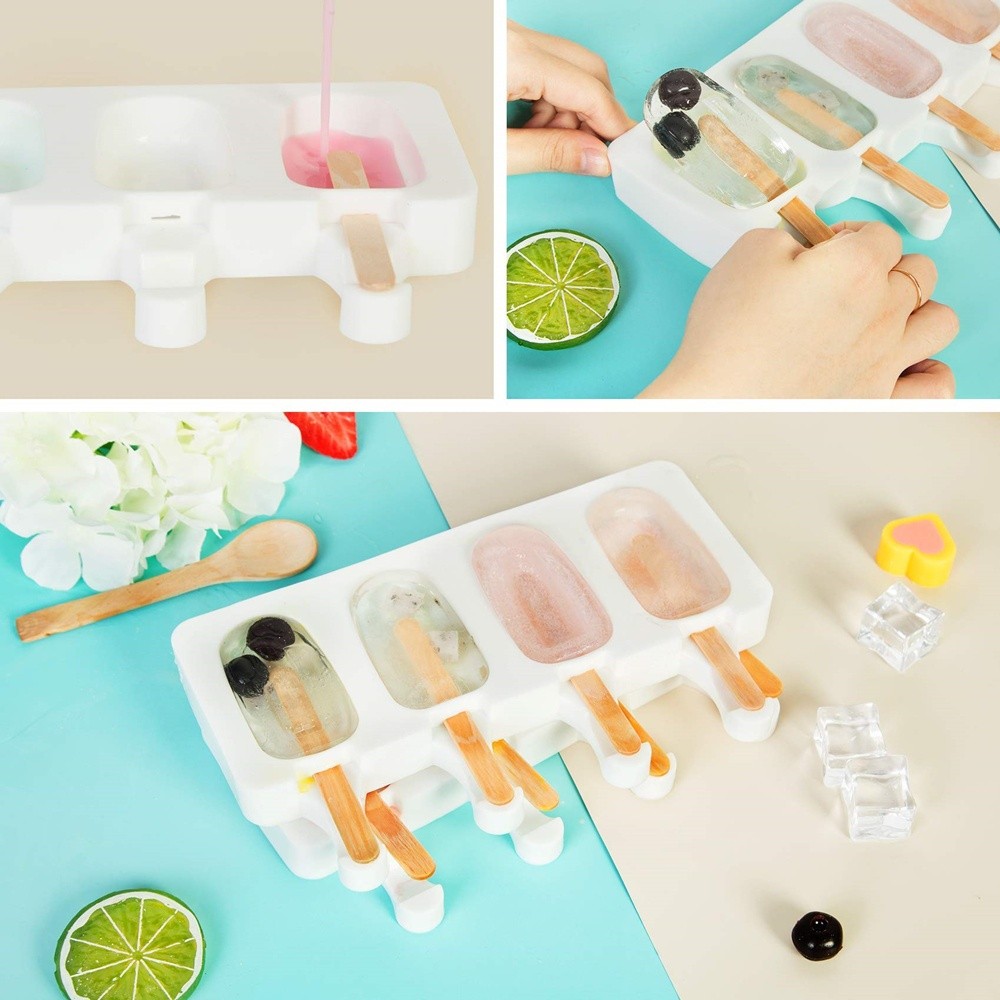 3pcs Popsicle Molds with 50 Sticks 12 Cavities Silicone Popsicle Molds & Ice Cake Pop Mold Maker for