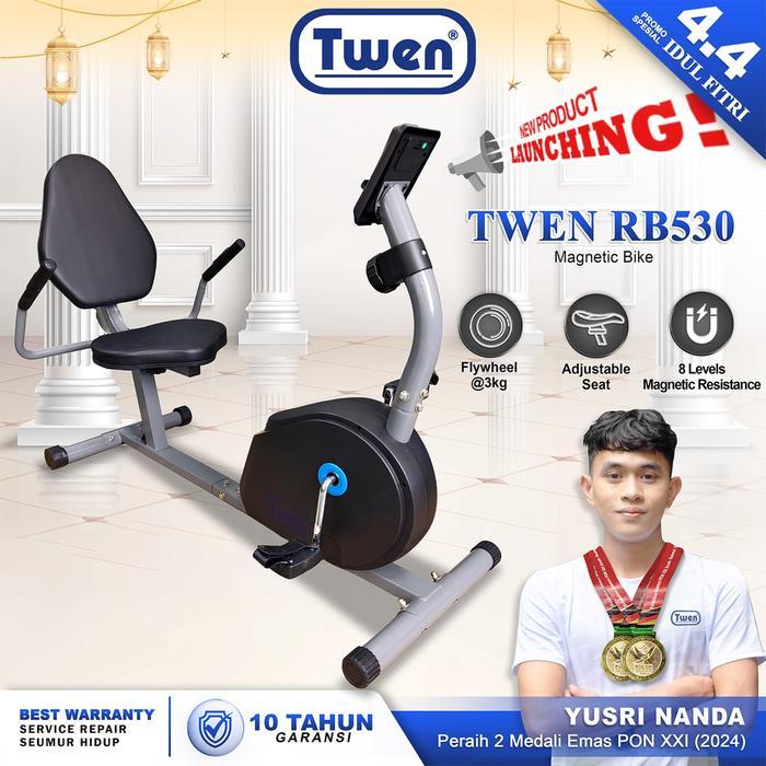 TWEN RB530 Alat Fitness Sepeda Statis Magnetic Recumbent Bike - RB530, Packing Normal