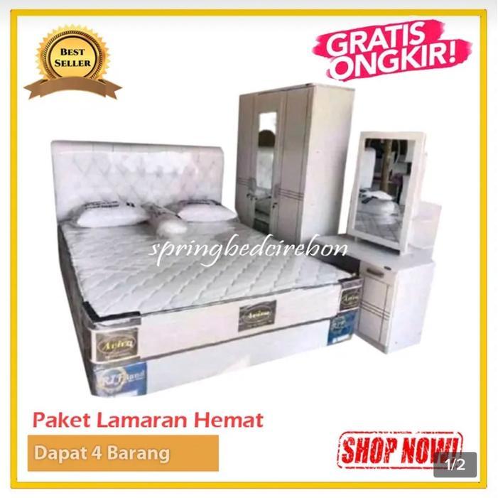 paket lamaran 4 barang divan springbed lemari meja rias olympic
