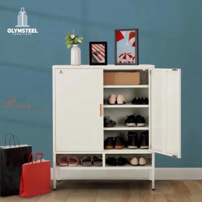 lemari rak sepatu besi minimalis modern sr 004 olymsteel