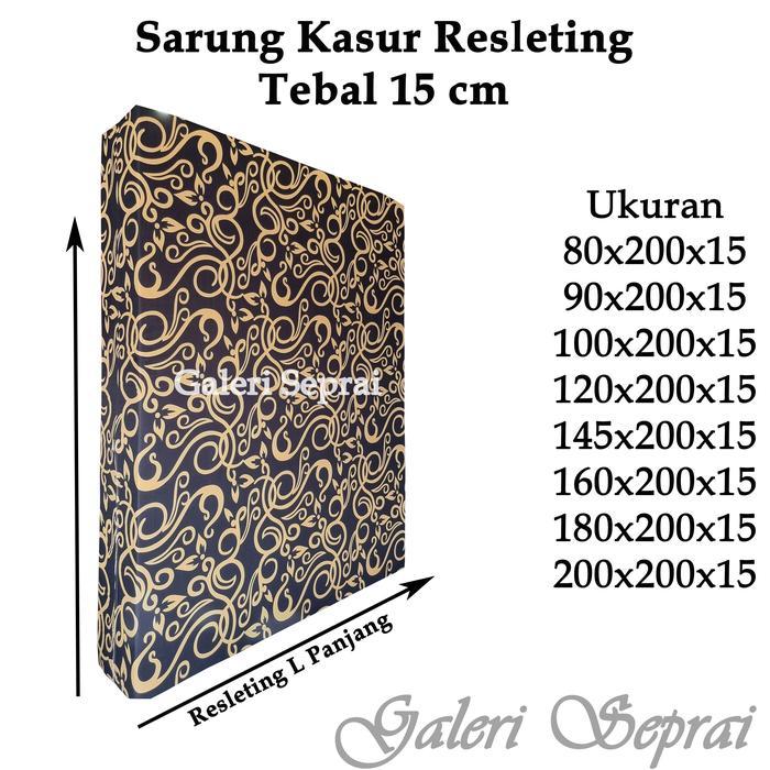 Turu - Sprei Kasur Busa Resleting Tebal 15 Cm, Sarung Kasur Resleting Lembut Katun Disprese