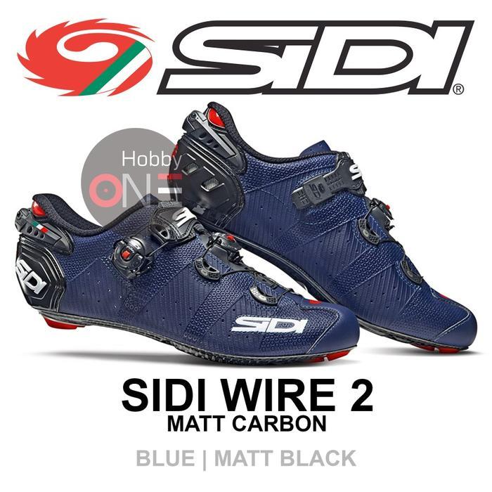 TERLARIS SIDI WIRE 2 MATT CARBON BLUE MATT BLACK Sepatu Sepeda Cleat Road Bike READY STOCK