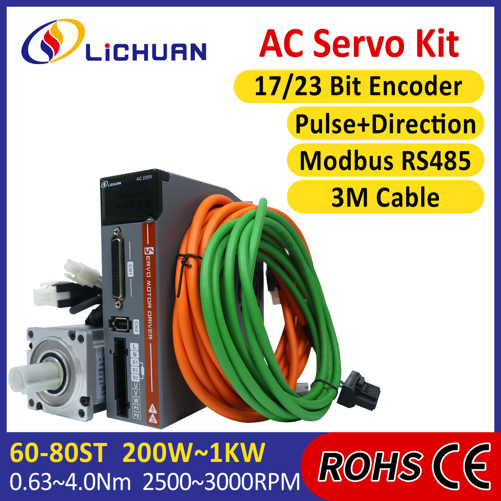 Hot Selling 200W400W600W750W1000W AC Servo Motor Drivers 220V 3000RPM AC Servo Motor Controller