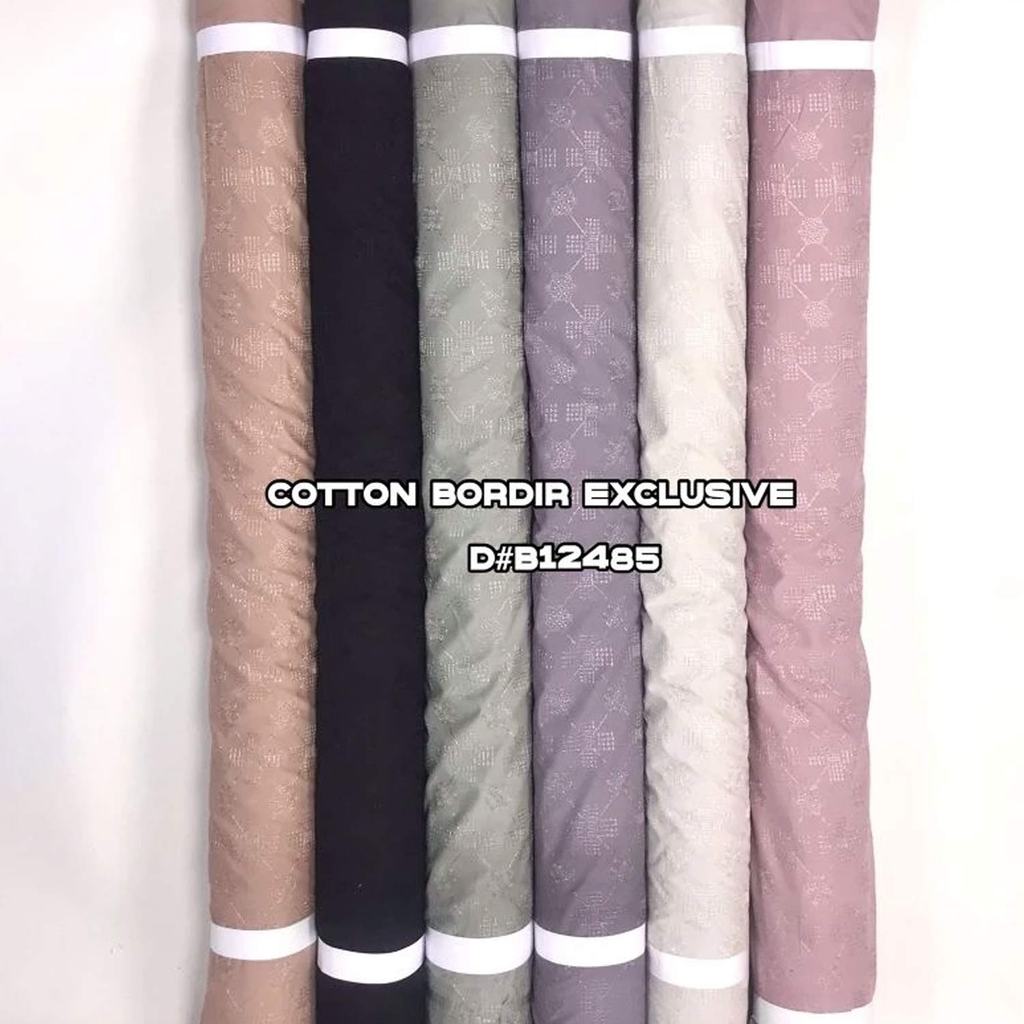 Kain Cotton Zara Bordir Premium Mewah – Bahan Katun Halus Elegan untuk Dress & Gamis 1 Meter