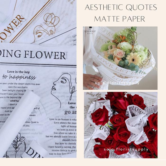 ECER FLOWER WRAPPING AESTHETIC MATTE PAPER QUOTES NEWSPAPER CRAFT KRAFT kertas kado motif vintage