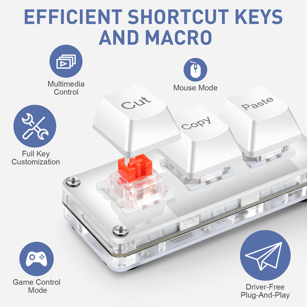 SAYODEVICE 3 Keys Mini Shortcut Key Office Work Macros Keypad OSU Rhythm Game Keypad Gaming USB