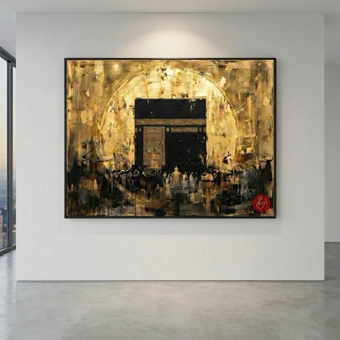 Almori Original Painting - Acrylic on Canvas Islamic Art - Lukisan Kaligrafi Kabah Mekah Masjidil