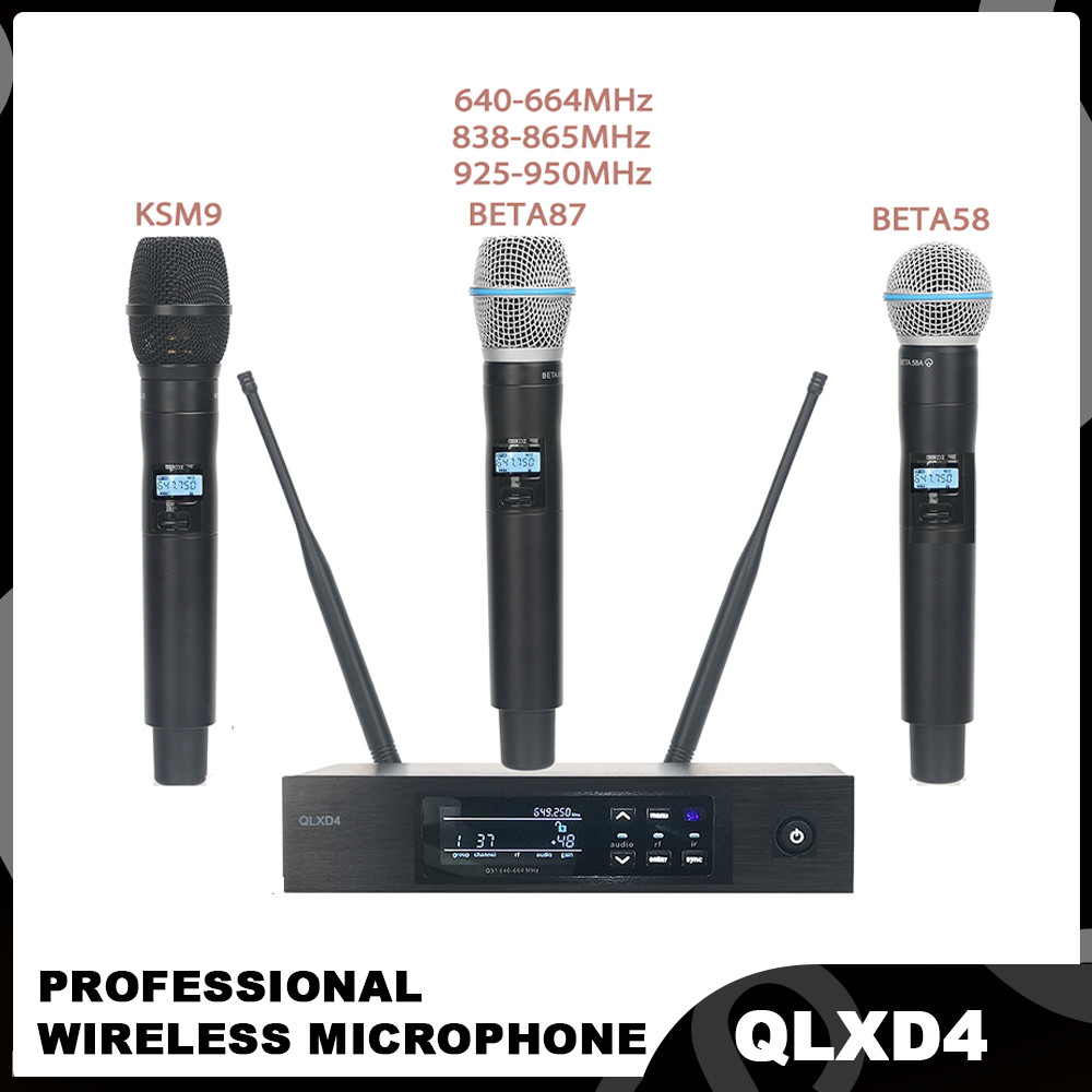 Professional QLXD4 QLXD24 BETA58 KSM9 BETA87 QLXD2 QLX-24D beta 58 digital wireless microphone