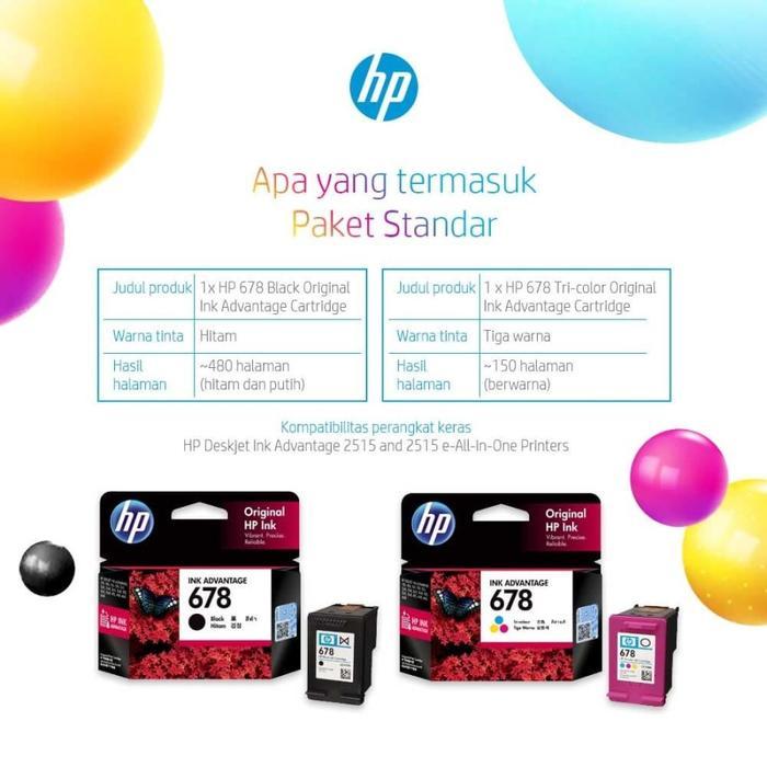 Tinta Printer Hp 678 Cartridge Hp 678 Hitam Warna Tri-Color Original