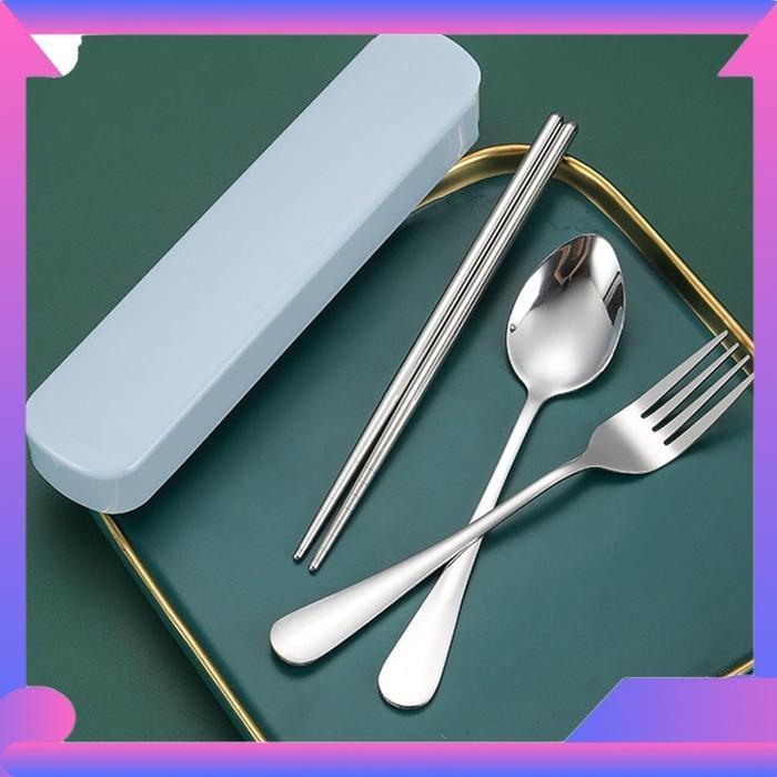 Paket Sendok Set 3Pcs Garpu Sumpit Makan Cutlery Travel Camping