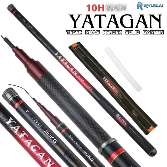 Tegek Ryukai Yatagan 10H max drag 20kg Ros Pendek Spek Ringan Kuat dan Kaku - Warna Merah Ukuran 240